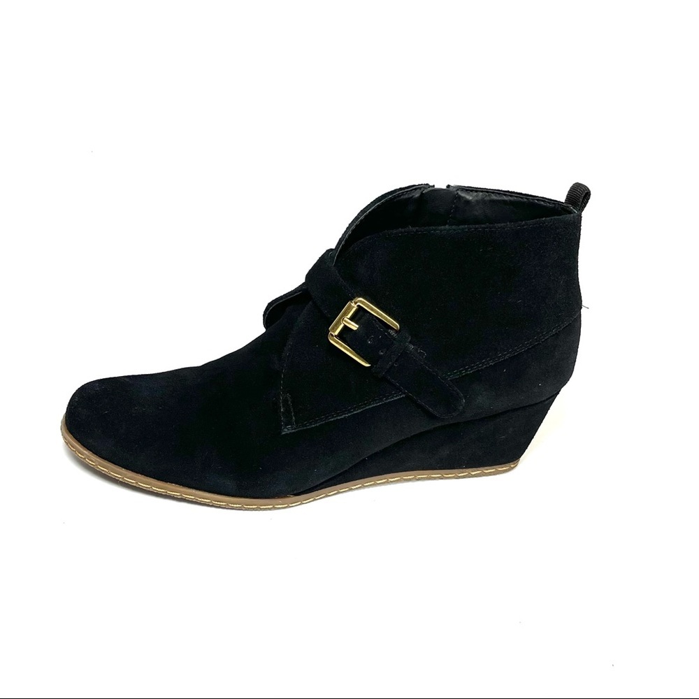 Franco Sarto Lamerosa Women’s Ankle Boots Monk Strap‎ Black Suede Size 10M